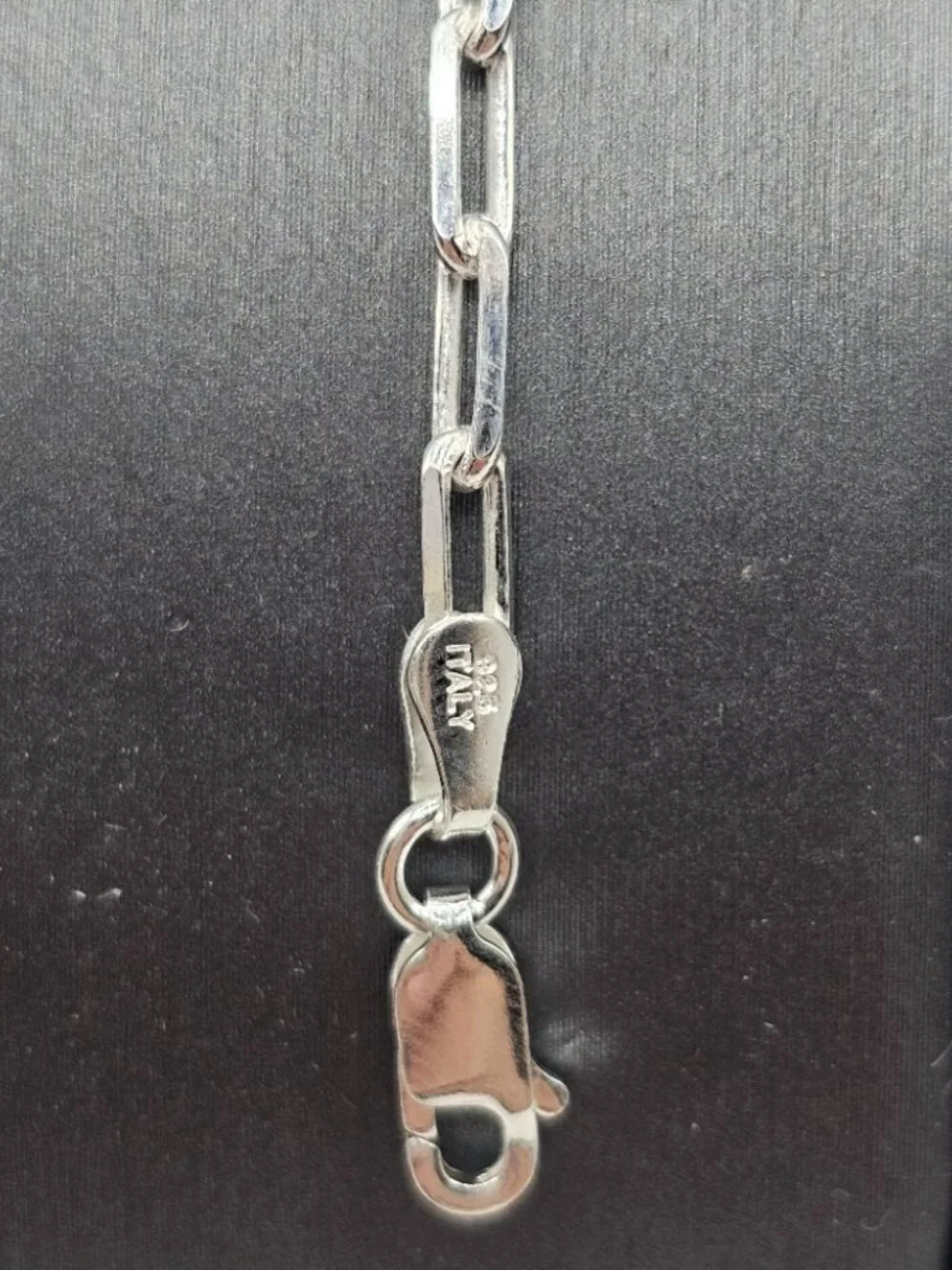 Sterling Silver 925 High Polished Flat Edge Paperclip Bracelet 2.9mm 7 inches
